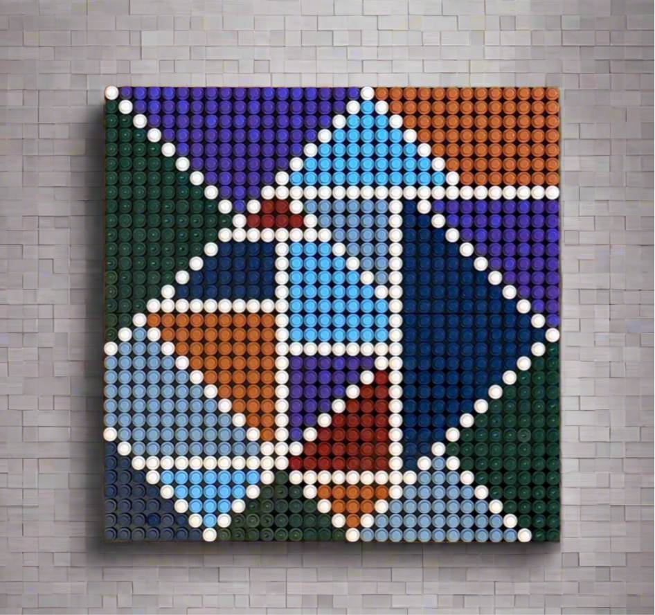 Colorful Geometric Brick Mosaic | 32x32 Stud Abstract Wall Art | Handmade LEGO-Compatible Pixel Design | Colorful Modern Decor