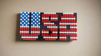 Build-It-Yourself DIY USA Flag Brick Sign Kit – 32x16 Studs | Red, White & Blue Mosaic on Black Base