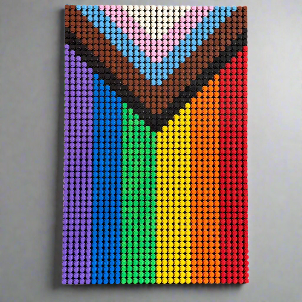 Pride Progress Flag Pixel Art | 32x48 Mosaic Art | LGBTQ+ Wall Decor | Handmade Stud Artwork | Rainbow Flag Art