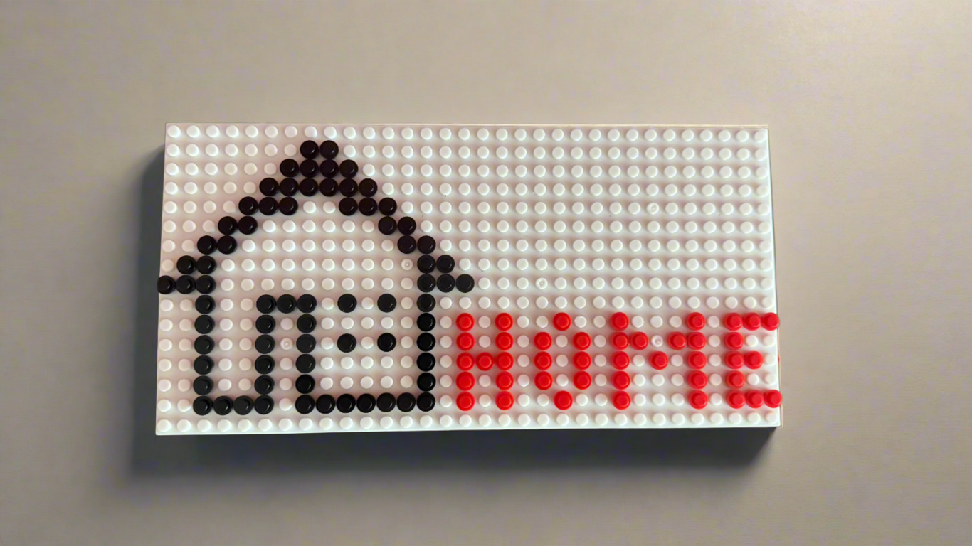“Home” Pixel Art Sign | 32x16 LEGO-Compatible Brick Mosaic | House Icon Wall Art | Handmade Brick Decor | Minimalist Home Gift