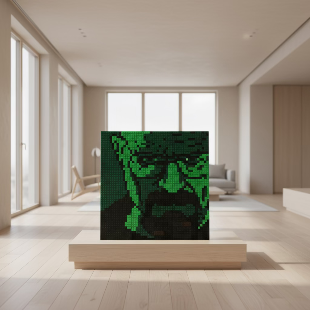 Walter White Heisenberg Pixel Art Mosaic with Lego Compatible Parts