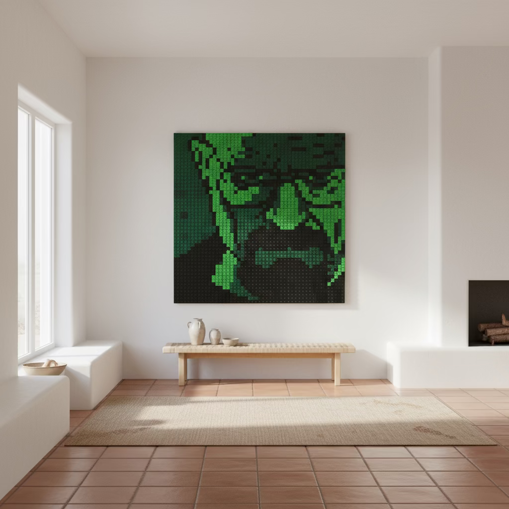 Walter White Heisenberg Pixel Art Mosaic with Lego Compatible Parts