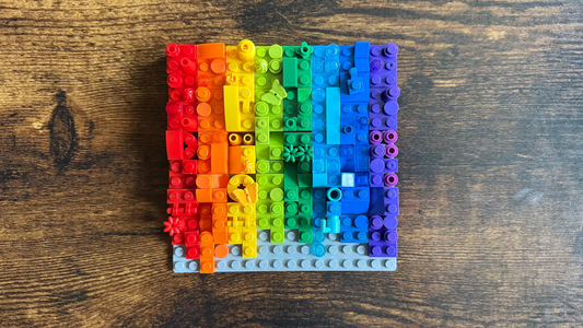 Rainbow Color Drip Brick Art | 16x16 LEGO-Compatible Abstract Wall Decor | Handmade One-of-a-Kind Mosaic | Bright Brick Art Gift