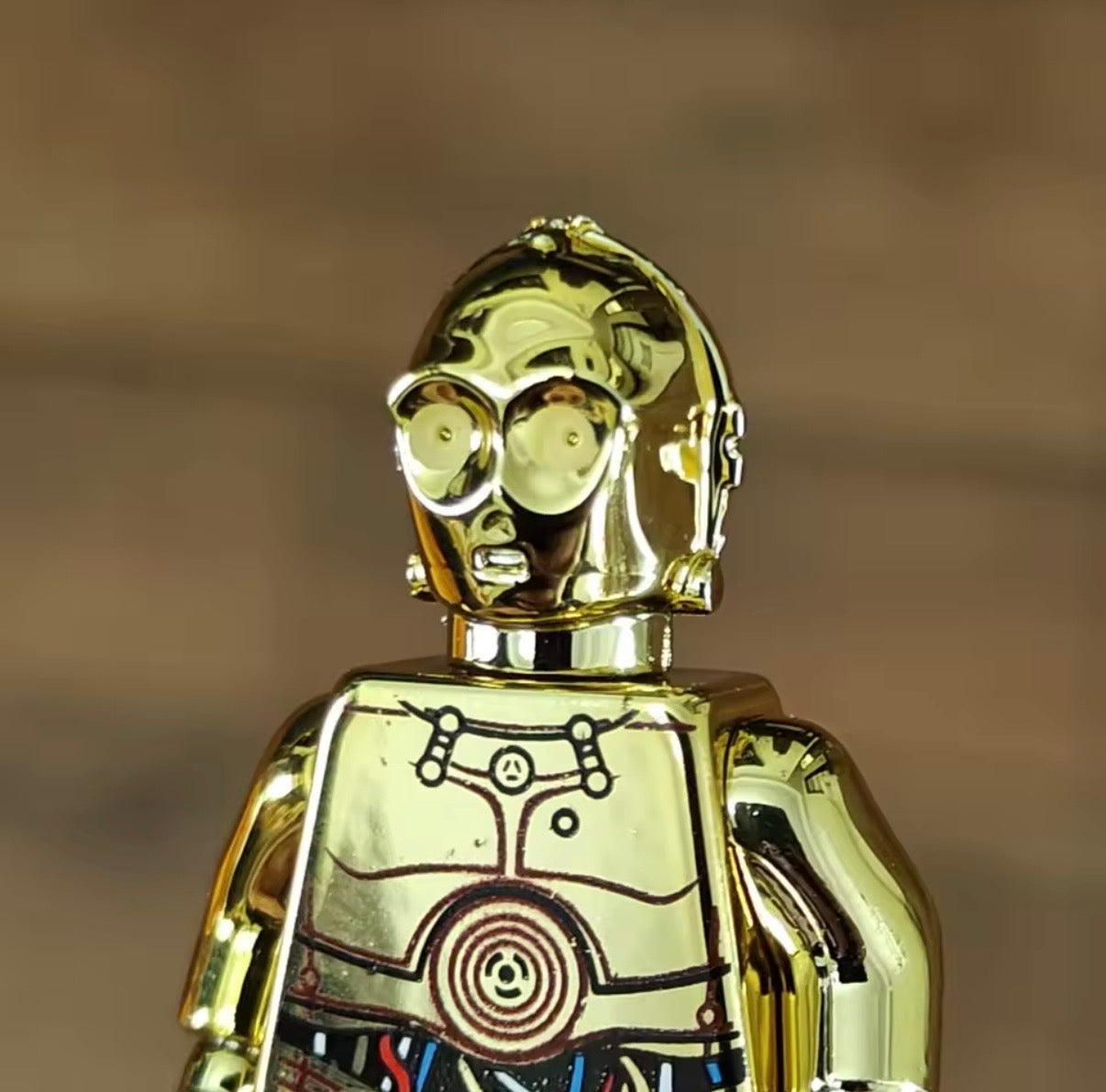 C-3PO Electroplated Gold Chrome – Custom Brick Compatible Minifigure