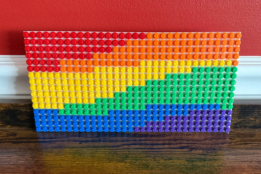 Mini Wavy Pride Flag Pixel Art | 32x16 LEGO-Compatible Brick Mosaic | LGBTQ+ Handmade Wall Decor | Small Rainbow Brick Art