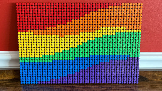 Wavy Pride Flag Pixel Art | 32x48 LEGO-Compatible Brick Mosaic | LGBTQ+ Handmade Wall Art | Rainbow Brick Decor