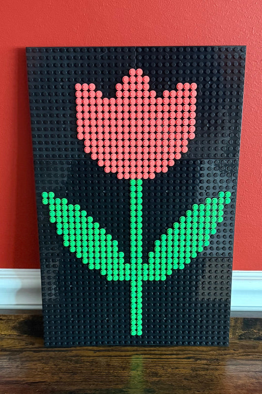 Tulip Pixel Art Mosaic | 32x48 LEGO-Compatible Brick Wall Art | Handmade Flower Decor | Spring Floral Brick Design
