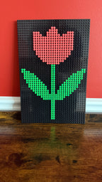 Tulip Pixel Art Mosaic | 32x48 LEGO-Compatible Brick Wall Art | Handmade Flower Decor | Spring Floral Brick Design