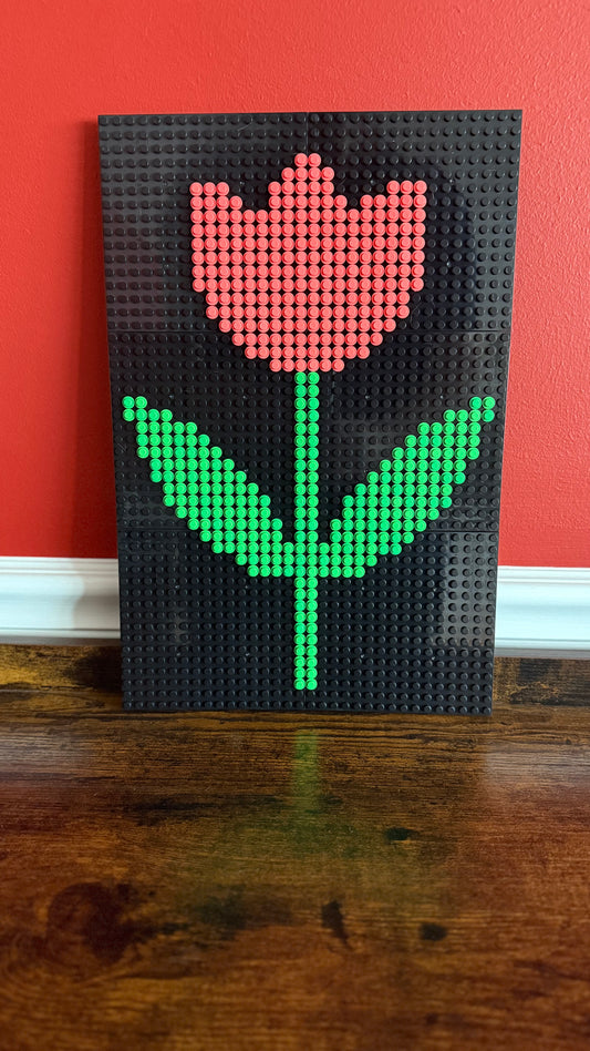 Tulip Pixel Art Mosaic | 32x48 LEGO-Compatible Brick Wall Art | Handmade Flower Decor | Spring Floral Brick Design