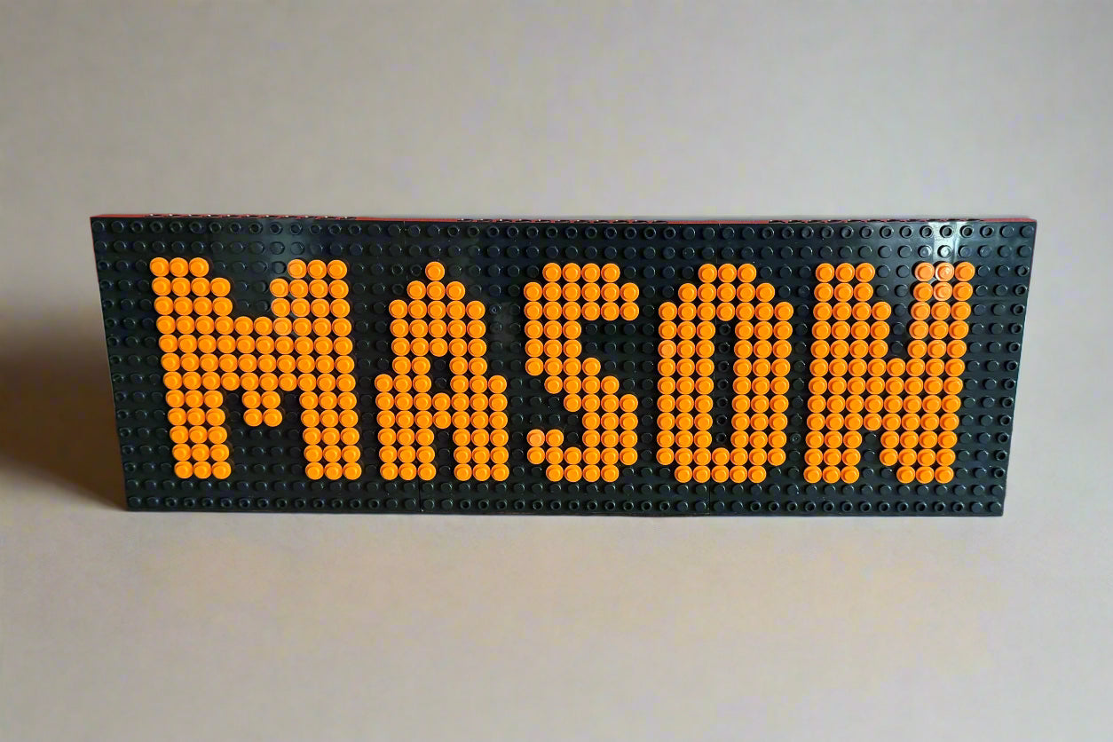 Custom Name Brick Mosaic | Personalized LEGO-Compatible Wall Art |  Handmade Pixel Name Sign | Choose Your Colors