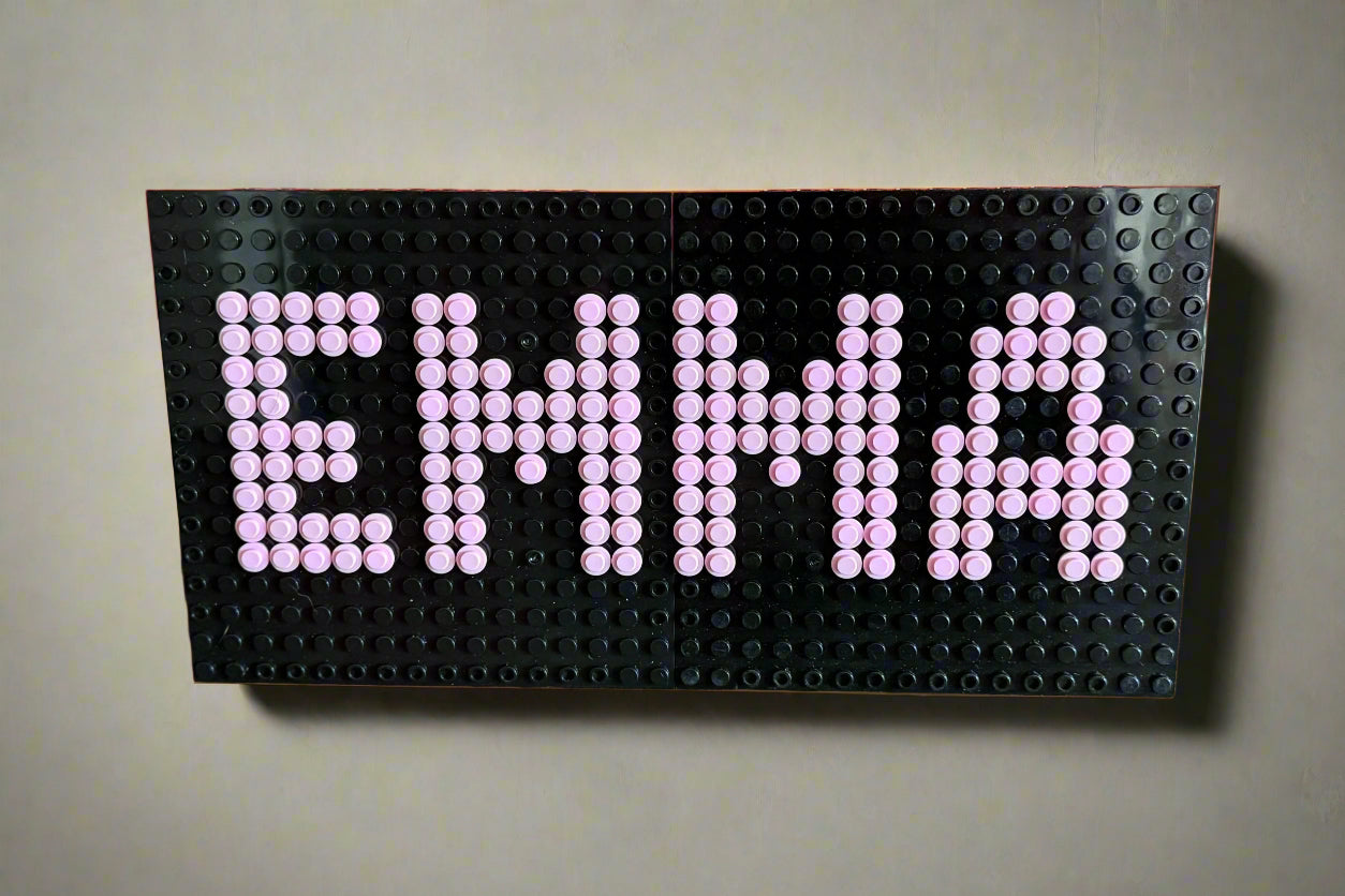 Custom Name Brick Mosaic | Personalized LEGO-Compatible Wall Art |  Handmade Pixel Name Sign | Choose Your Colors