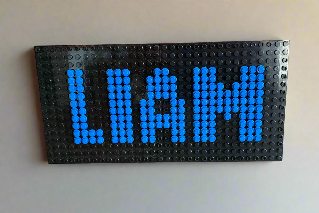 Custom Name Brick Mosaic | Personalized LEGO-Compatible Wall Art |  Handmade Pixel Name Sign | Choose Your Colors