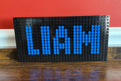 Custom Name Brick Mosaic | Personalized LEGO-Compatible Wall Art |  Handmade Pixel Name Sign | Choose Your Colors