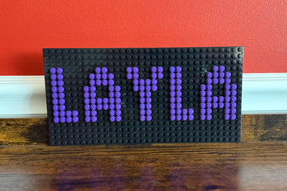 Custom Name Brick Mosaic | Personalized LEGO-Compatible Wall Art |  Handmade Pixel Name Sign | Choose Your Colors