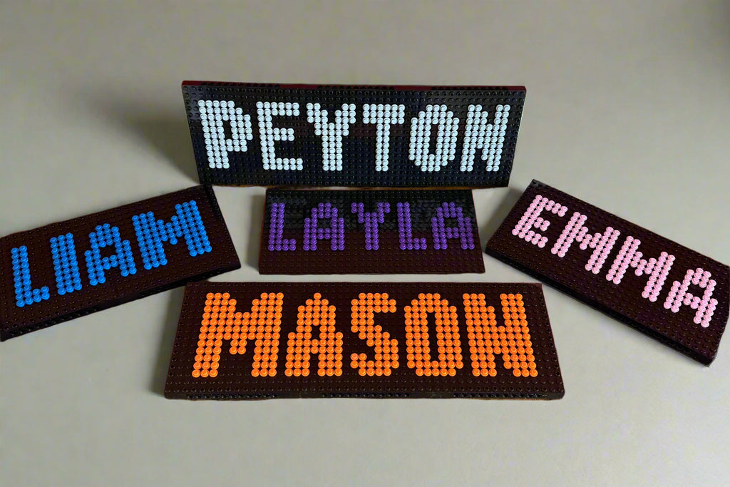 Custom Name Brick Mosaic | Personalized LEGO-Compatible Wall Art |  Handmade Pixel Name Sign | Choose Your Colors