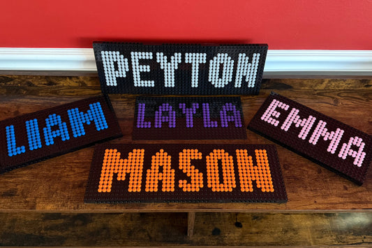 Custom Name Brick Mosaic | Personalized LEGO-Compatible Wall Art |  Handmade Pixel Name Sign | Choose Your Colors