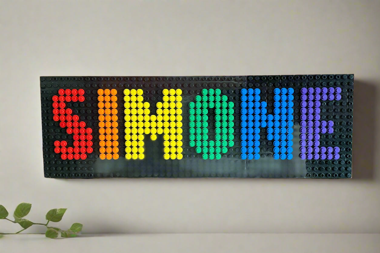 Custom Name Brick Mosaic | Personalized LEGO-Compatible Wall Art |  Handmade Pixel Name Sign | Choose Your Colors
