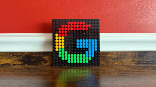 Mini Google Logo Pixel Art | 16x16 LEGO-Compatible Brick Mosaic | Tech Decor | Colorful Pixel Wall Art | Handmade Mini Sign