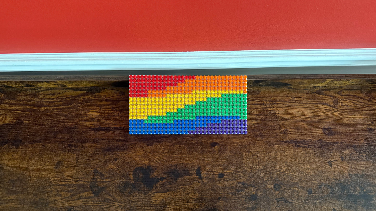 Mini Wavy Pride Flag Pixel Art | 32x16 LEGO-Compatible Brick Mosaic | LGBTQ+ Handmade Wall Decor | Small Rainbow Brick Art