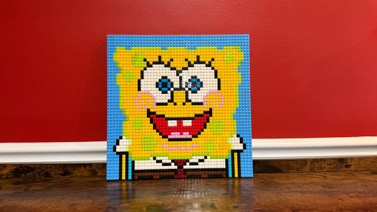 Handmade SpongeBob Brick Mosaic | 48x48 LEGO-Compatible Portrait | Unique Wall Art | Custom Brick Display | Bold Pop Culture Decor