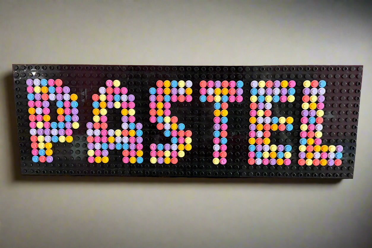 Custom Name Brick Mosaic | Personalized LEGO-Compatible Wall Art |  Handmade Pixel Name Sign | Choose Your Colors
