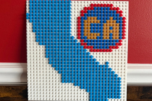 California State Outline Pixel Art Mosaic – 32x32 Studs | Brick Wall Art | Handmade Stud Artwork