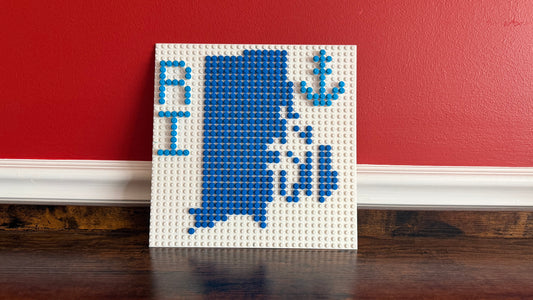 Rhode Island State Outline Pixel Art Mosaic – 32x32 Studs | Brick Wall Art | Handmade Stud Artwork
