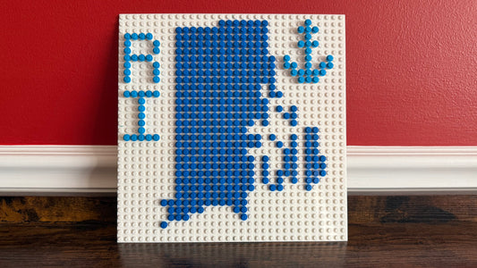 Rhode Island State Outline Pixel Art Mosaic – 32x32 Studs | Brick Wall Art | Handmade Stud Artwork