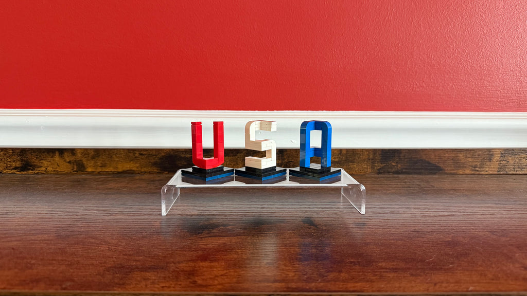 Buildable 3D "USA" Letters – LEGO-Compatible Brick Kit