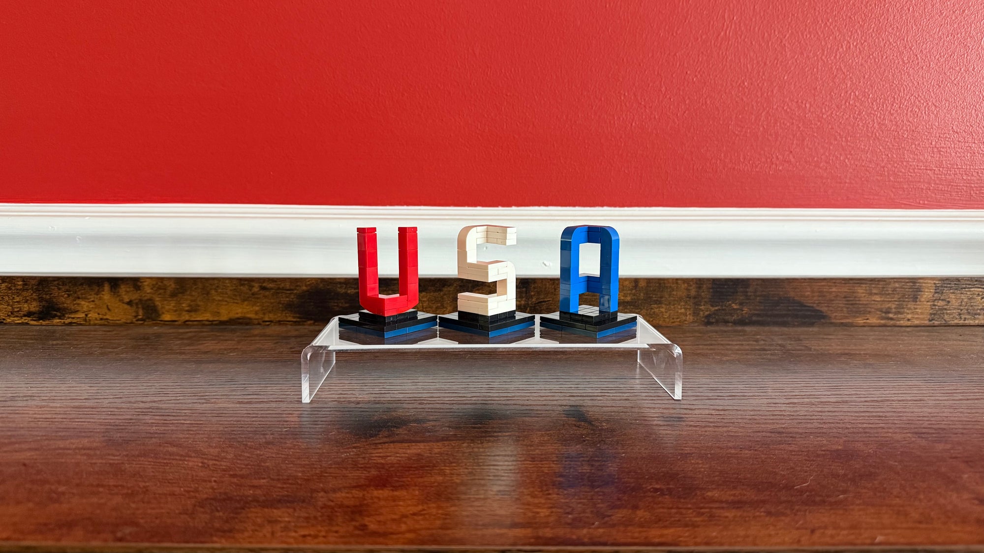 Buildable 3D "USA" Letters – LEGO-Compatible Brick Kit