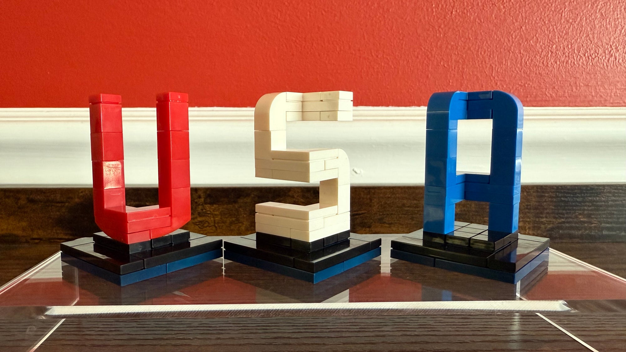 Buildable 3D "USA" Letters – LEGO-Compatible Brick Kit