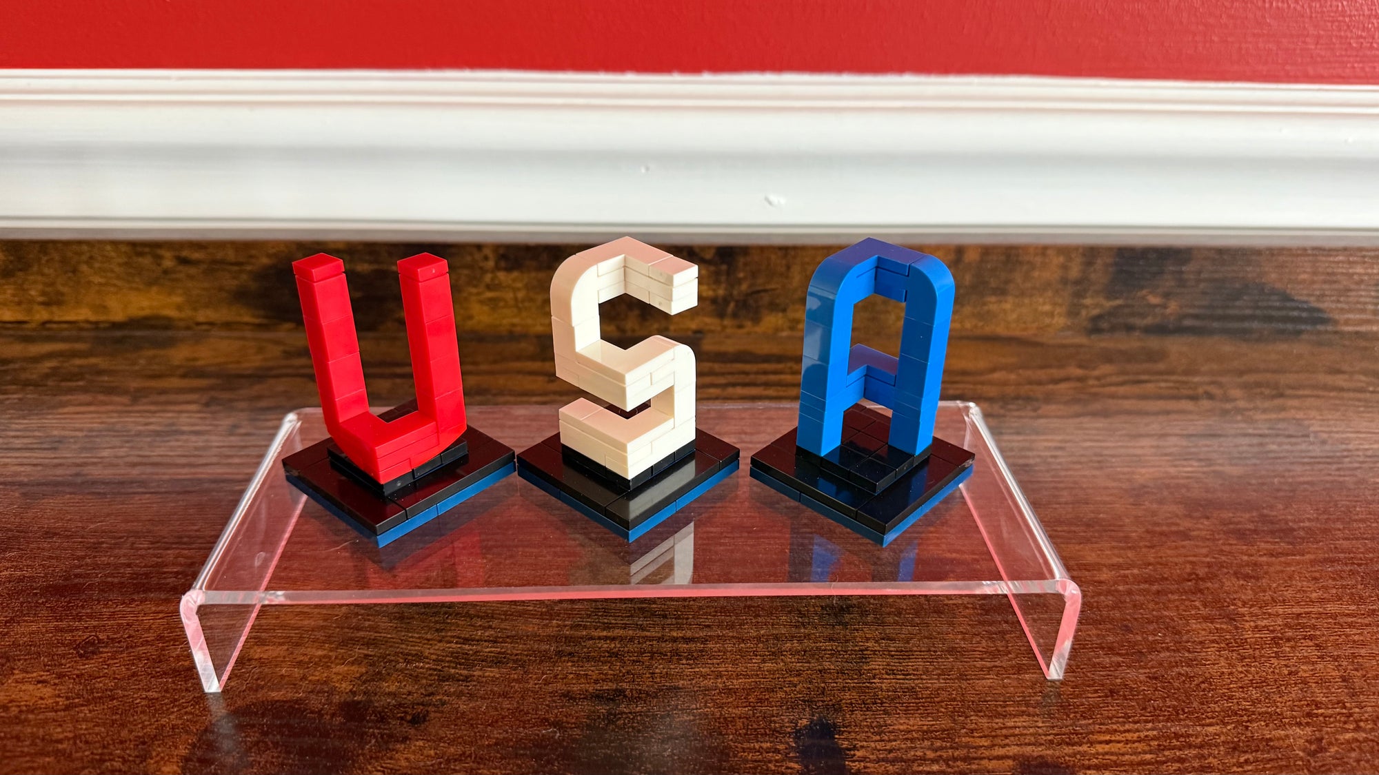 Buildable 3D "USA" Letters – LEGO-Compatible Brick Kit