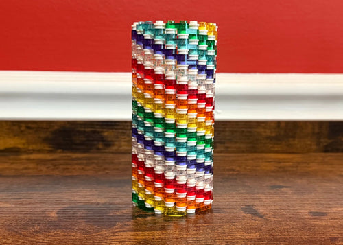Semi-Transparent Rainbow Skinny Modular Vase – Built with LEGO®-Compatible Bricks