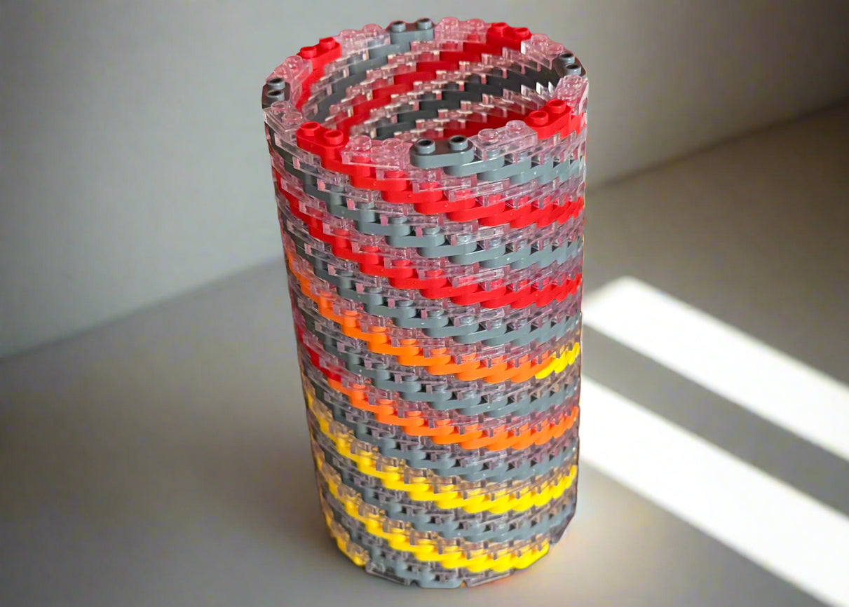 Warm Colors Modular Vase – Built with LEGO®-Compatible Bricks