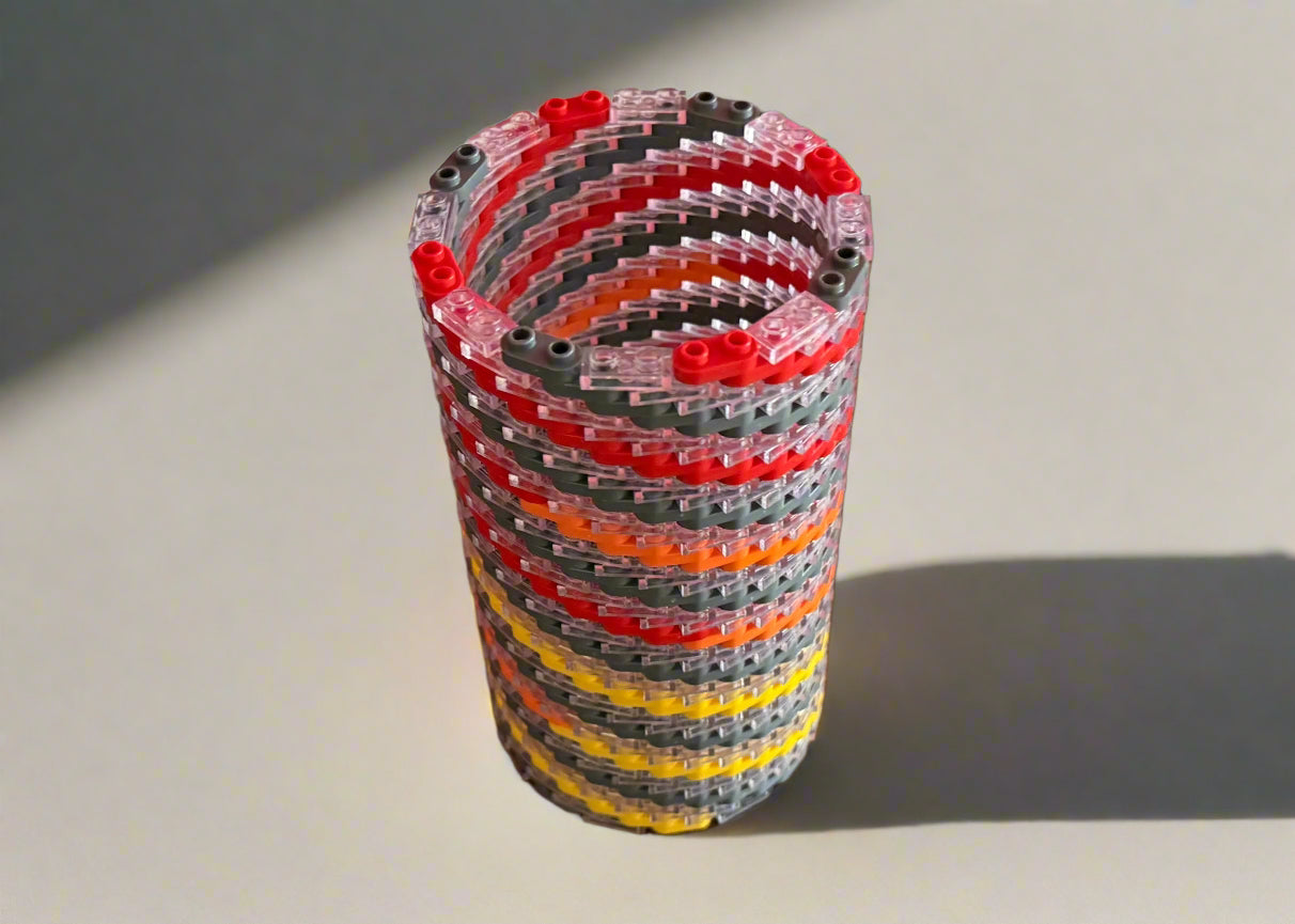 Warm Colors Modular Vase – Built with LEGO®-Compatible Bricks