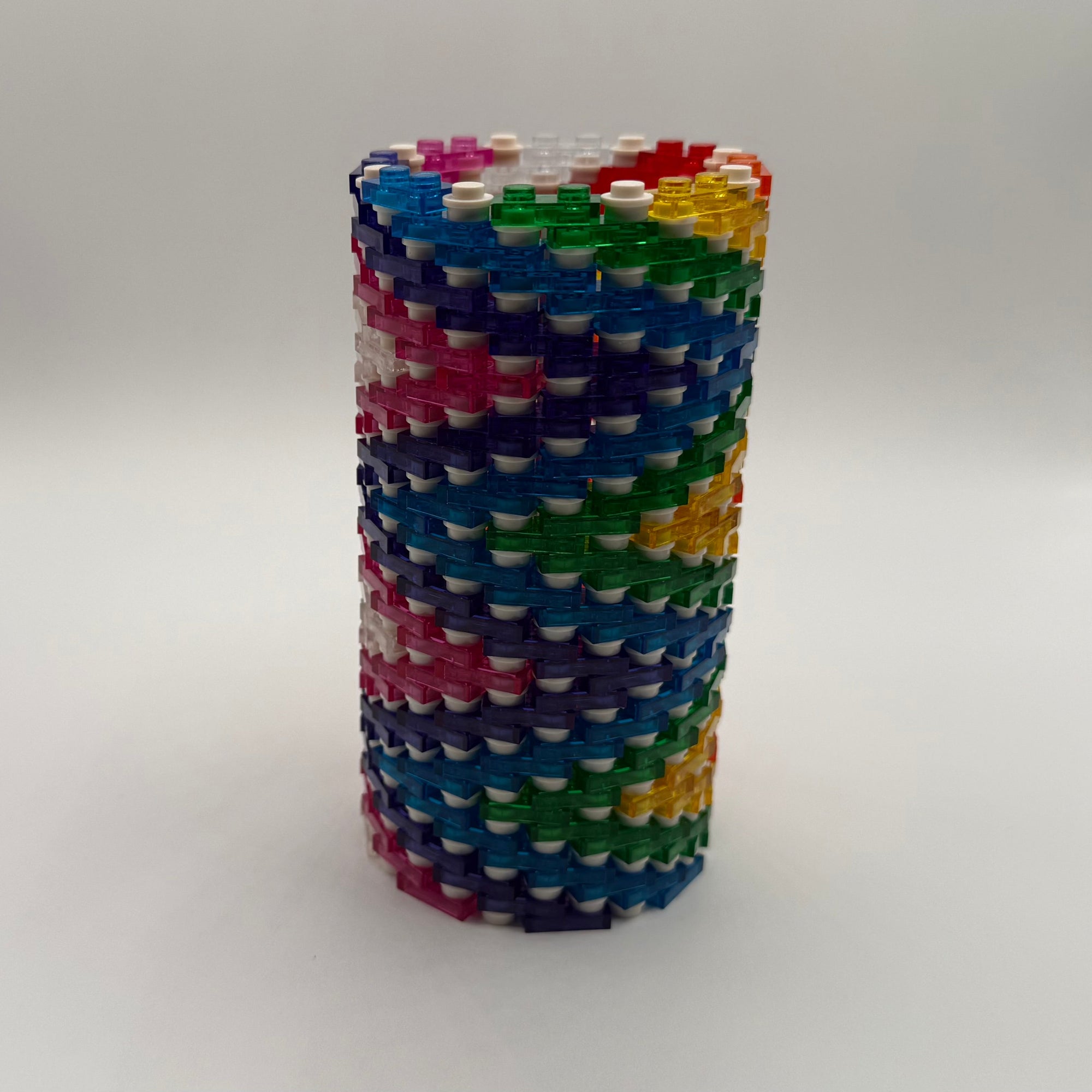 Semi-Transparent Rainbow Zig Zag Skinny Modular Vase – Built with LEGO®-Compatible Bricks