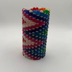 Semi-Transparent Rainbow Zig Zag Skinny Modular Vase – Built with LEGO®-Compatible Bricks