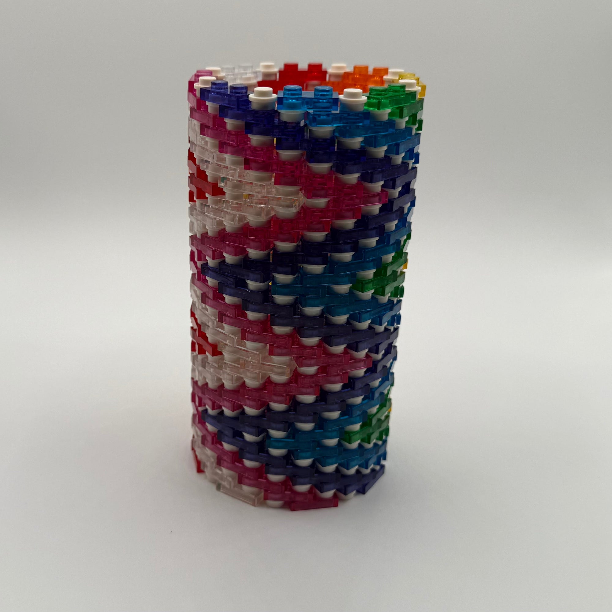Semi-Transparent Rainbow Zig Zag Skinny Modular Vase – Built with LEGO®-Compatible Bricks