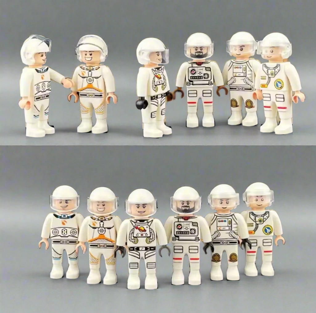 Custom Space Astronaut Minifigures – LEGO-Compatible (6 Variants)