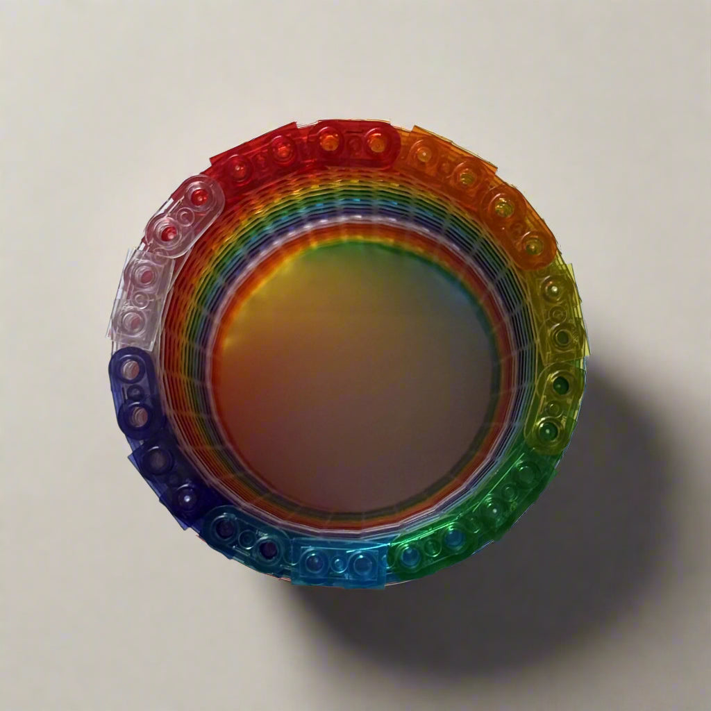 Rainbow Swirl Small Modular Vase – Built with LEGO®-Compatible Transparent Bricks
