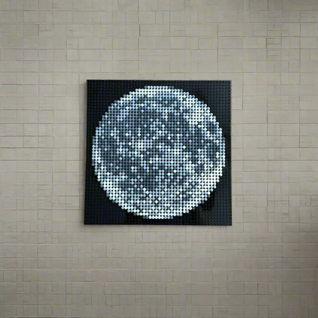 Pixel Art Moon Mosaic – LEGO® Compatible Brick Build