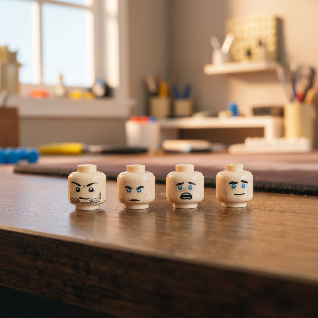 Custom LEGO®-Compatible Minifigure Heads – “Expression Series” (5-Pack Choose Your Variant)