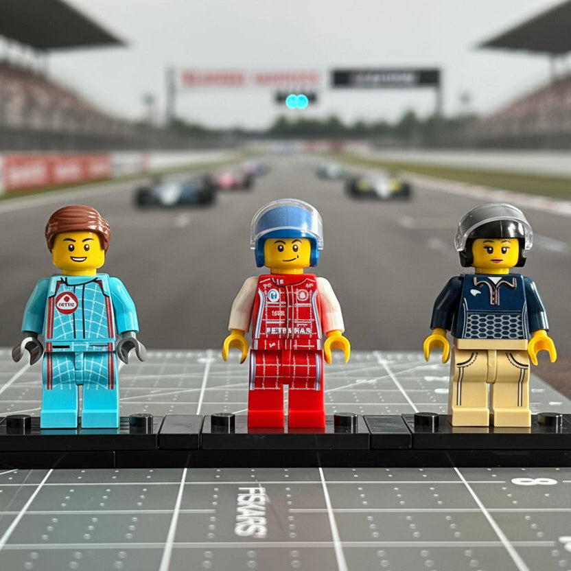 Set of 3 Racecar Driver Minifigures