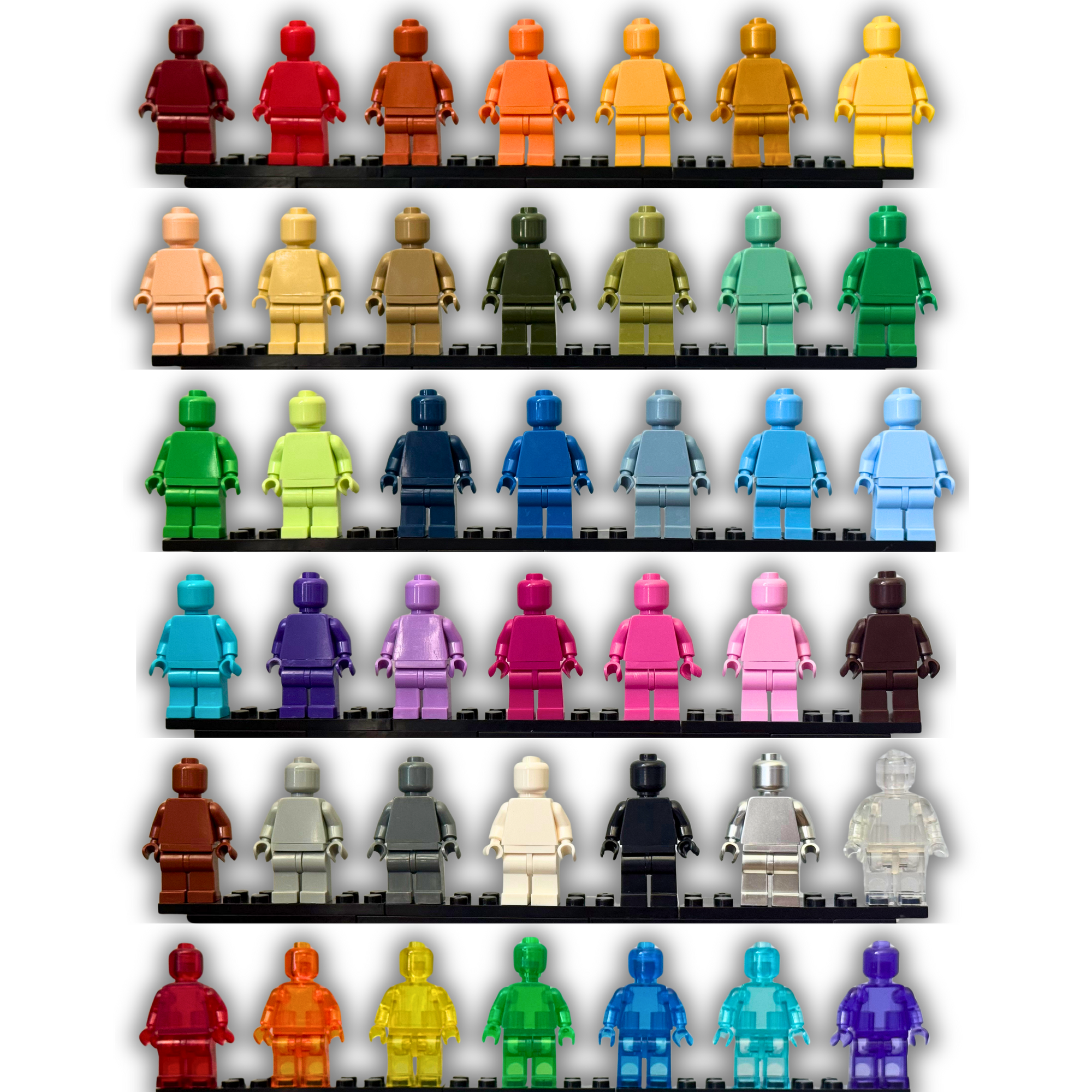 Monochrome Custom Minifigures – 40+ Vibrant Colors!