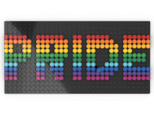 Build-It-Yourself DIY Pride Pixel Art Sign Kit – 32x16 Studs | Rainbow Mosaic on Black Base