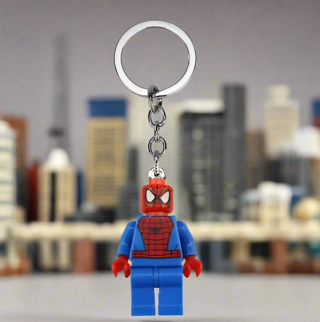 Spiderman Minifigure Custom Keychain - Custom Brick-Compatible Minifigure