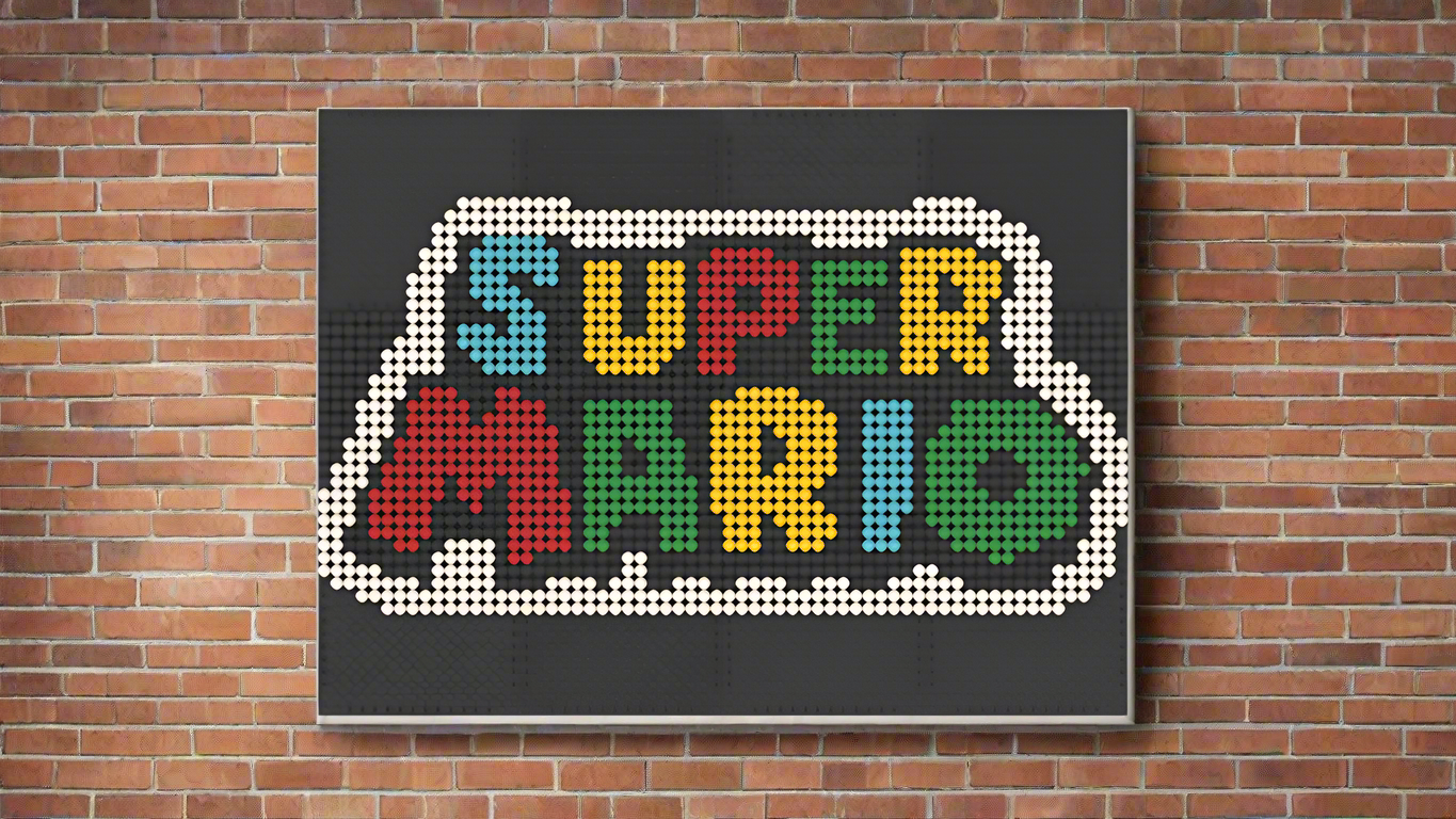 Super Mario Logo Pixel Art Sign