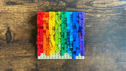 Rainbow Color Drip Brick Art | 16x16 LEGO-Compatible Abstract Wall Decor | Handmade One-of-a-Kind Mosaic | Bright Brick Art Gift