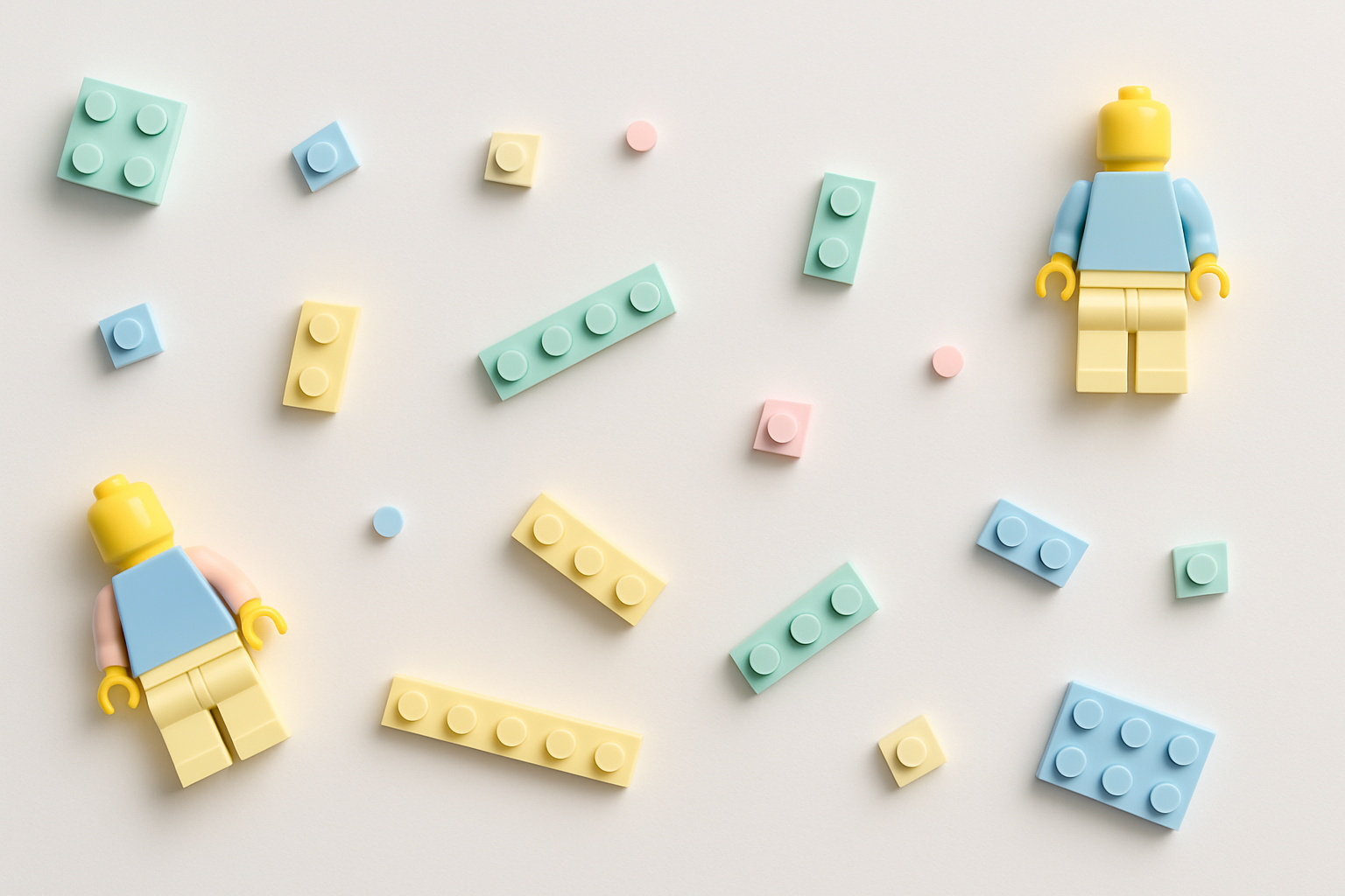 a-background-image-to-use-as-a-website-footer-background-that-features-a-mix-of-lego-compatible-bricks-plates-and-minifigs

Should be lighter colors so thin dark text in footer is clearly visible 