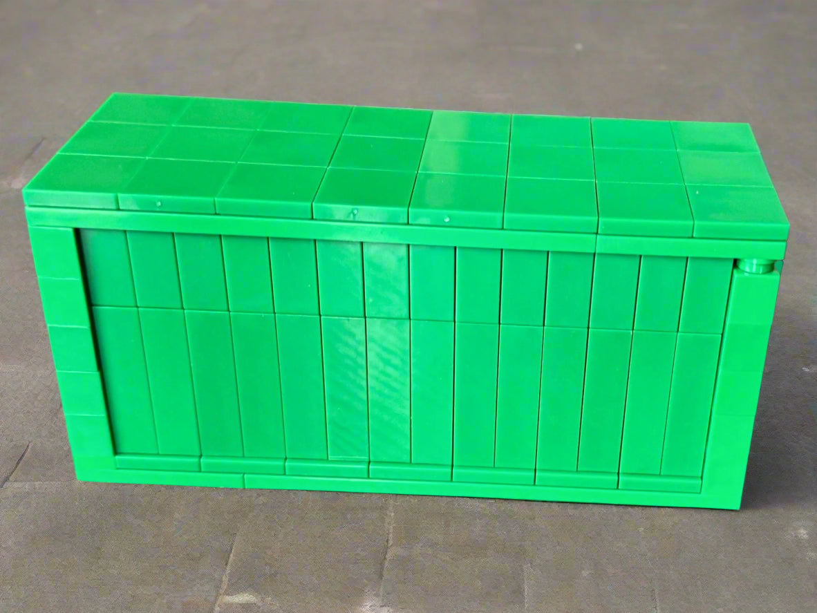 Mini Brick Shipping Container | 5.5” LEGO-Compatible Cargo Crate | Handmade Display Model | Industrial & Desk Decor